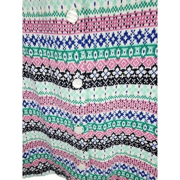 Talbots Grandmacore Women Plus Size 2X Button Front Colorful Fair Isle Sweater - Picture 5 of 9